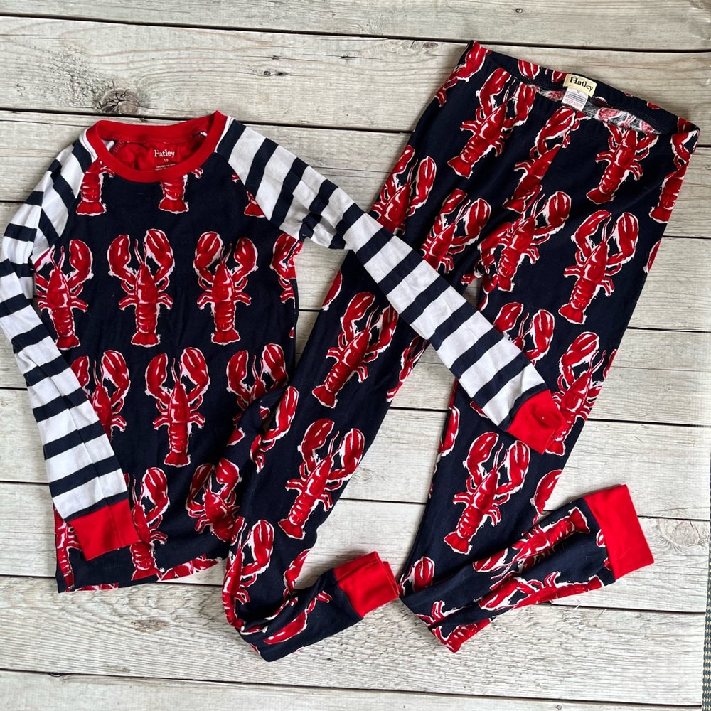 Hatley Lobster Print Kids Pajama Set - Red and Navy